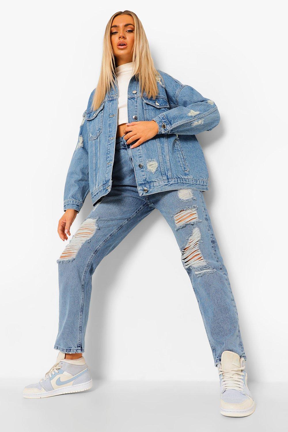 Boohoo distressed cheap denim jacket